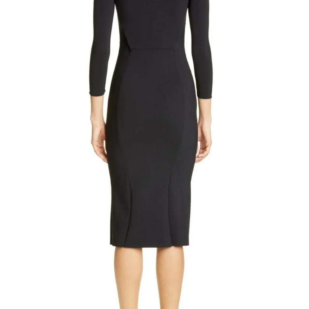 NWT CHIARA BONI La Petite Robe Black ENYA Sweetheart Sheath Midi Dress - Picture 3 of 5